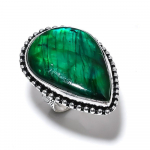 Natural Green Labradorite Gemstone 925 Sterling Silver Gift Ring Size 10 i8q97