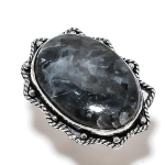 Natural Larvikite Stone Gemstone Handmade 925 Sterling Silver Ring S.10 m2q66
