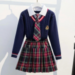 S&uuml;gisene t&uuml;drukute koolivormist kahest osast koosnev komplekt, laste koolistiilis t&uuml;drukute riided, p&otilde;hikooli t&uuml;drukute riided, koolivormid 160cm