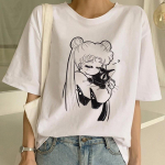 Sailor Moon Summer Fashion T-s&auml;rk naiste Harajuku l&uuml;hikeste varrukatega l&otilde;bus Ulzzang T-s&auml;rk armas 3XL valge
