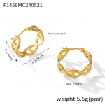 Ni&scaron;&scaron;kujundusega titaanterasest geomeetrilised k&otilde;rvar&otilde;ngad naiste prantsuse retro reljeefsed Jaapani kujuga 18K kullatud k&otilde;rvar&otilde;ngad