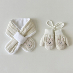 Talvised Beebikindad Sall 2tk Thicken Bear Bunny Kids Kaelasoojendaja Labakindad Laste Ristsallid Kindad T&uuml;drukutele Poistele 2-6A Bear Set