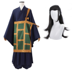 Jujutsu JJK Manga Anime Suguru Geto Cosplay Kost&uuml;&uuml;m Parukas Tumesinine kimono Top Seelik P&uuml;ksid Kassokk Rose Net Halloween Gift L-(Costume+Wig)