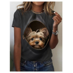 Unisex 3D kassi ja koera prindiga T-s&auml;rk naiste moele, prindiga T-s&auml;rgid, pluss suurus, Harajuku Kawaii topp XS