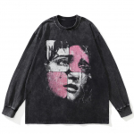 Streetwear Puslegaafiline Pesemata Must T-s&auml;rk Puuvill Unisex Pluss Suurus Pikkade Varrukatega T-s&auml;rk XXL must