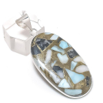 Copper Larimar Gemstone Handmade 925 Sterling Silver Jewelry Pendant 2.05 p0j19