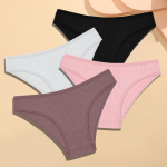 FINETOO 4 tk puuvillast triibulist aluspesu naiste alusp&uuml;ksid seksikad hingavad kindlad alusp&uuml;ksid naiste madala v&ouml;&ouml;kohaga mugav veniv pesu XL&4pcs