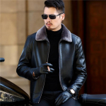 Lahtine karusnahk k&otilde;ik-&uuml;hes Daddy nahkjakk Meeste lambanahast vabaaja nahktagi Keskealiste meeste paksendatud jope M