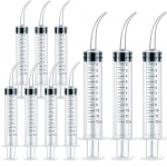 10 pcs Dental Disposable Irrigation Syringe With Curved Tip 12CC for Dentist Use Dental Consumable Material