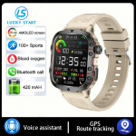 Uus 1,96-tolline ultra AMOLED nutikell GPS rada HD Bluetooth k&otilde;ne 420 mah suur aku 400+ sihverplaat sobiv 3ATM veekindel nutikell silicon khaki