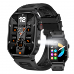 LIGE KM02 meeste k&auml;ekell v&auml;listaskulamp IP68 veekindel nutikell Meeste pulsikellad silicone strap must