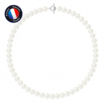 PERLINEA - Collier Perle de Culture d'Eau Douce AAA+ Semi-Ronde 9-10 mm Blanc - Fermoir en T Argent 925 Milli&egrave;mes - Bijoux Femme