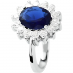 LOVA LOLA VAN DER KEEN - Bague Saphir Princess Diana - Taille Ajustable - Saphir de Synth&egrave;se, Oxydes de Zirconium et Argent 925 - Bi