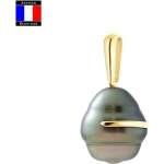 Compagnie G&eacute;n&eacute;rale des Perles &ndash; ehtsa Tahiti p&auml;rliga ripats, &uuml;mmargune 9-10 mm &ndash; 18 Cts kollane kuld &ndash; naiste ehted