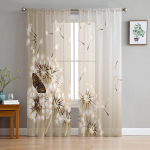 v&otilde;ilill liblika&otilde;ie taim t&uuml;llist l&auml;bipaistvad kardinad elutoa kaunistamiseks akna kardin magamistoaks voile organza kardinad W135 x H115cm x1&Rod Pocket