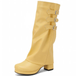 Moodsad naiste p&otilde;lvedega saapad Seksikad &uuml;mberp&ouml;&ouml;ratud servaga talvekingad Must valge roosa kontsaga pika saapaga naiste peokingad, suur suurus 45 34 must