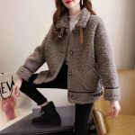 Korea moodne lambanahkne mantel naistele lahtine pehme villane naiste talvejoped Paksud soojad manteau Femme Hiver k&otilde;ik sobivad XXXXL tume khaki v&auml;rv