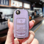 TPU auto klappv&otilde;tme korpuse kate VW Volkswagen Polo Golf Passat Beetle Tiguan Skoda Octavia Kodiaq Seat Leon Altea v&otilde;tmeta lilla