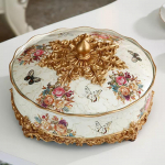 Euroopa stiilis kuivatatud puuviljavaagen Kodu loominguline lihtne meloniseemned suupisted puuviljavaagen kaanega elutuba p&auml;hklid kommikarp