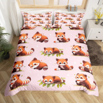 Armas punane panda tekikott king size, roosa armastuse t&auml;htede voodipesukomplekt kawaii multika loomad tekkekate t&uuml;drukulik magus tekkekate 155x215cm 3pcs