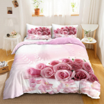 Punane roos tekikoti komplekt King/Queen suurus Pehme luksus Abstraktne lilleline Modernne Kirgas punane Romantiline 2/3 tk Pol&uuml;ester tekkikott EU Single(135x200cm)