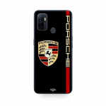 Coque Oppo A32 PORSCHE logo rouge et dor&eacute;e fond noir Maniacase