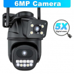 8MP 4K WIFI Kahe objektiiviga 5x Suum PTZ IP-kaamera V&auml;listingimustesse Inimese tuvastus Turvakaitse CCTV J&auml;relevalvete kaamerad iCSee 6MP Camera