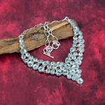 Sinine topaas 925 tahke h&otilde;bedast kaelakee reguleeritava ketiga, k&auml;sitsi valmistatud v&auml;&auml;riskividest ehete kaelakee m&auml;lestusp&auml;evaks Adjustable With 18 Inches sinine