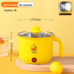 Kompaktne multifunktsionaalne elektripliit: Mini riisikeetja ja nuudlipott &uuml;li&otilde;pilaselamutele stainless steel pot without grid kollane