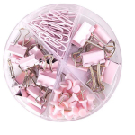 aper-klamber ja k&ouml;itekomplekt, erinevas suuruses metallist k&ouml;itjad, armsad lauakontoritarbed, lauatarvikud roosa