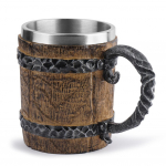 Viking Woodi stiilis &otilde;llekruussimulatsioon puidust t&uuml;nniga &otilde;lletops kahekordse seinaga roostevabast terasest isolatsiooniga joogikohvkruus teetassid 500ml