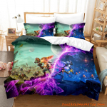 Isiksuse M&auml;ng Anime Ratchet Clank Rift Apart Voodipesukomplekt Multifilm kolmeosaline komplekt T&auml;iskasvanud Laps Magamistuba Tekikottide Komplektid 3D Ka AU Single(140x210cm)