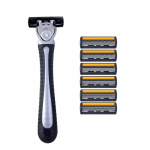 Erinevad komplektid Skin Guard libisemisvastase k&auml;epideme vahetus kolmekordse teraga korduvkasutatavad ohutusk&auml;siraamatu raseerijad meestele raseerimiseks vannisk&auml;ik Trave