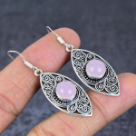 Natural Pink Chalcedony Gemstone 925 Sterling Silver Jewelry Earring 1.97 n7j82