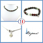 Pierres et Min&eacute;raux. Parure bijoux Bracelet Collier Perles Jaspe sang de Dragon 8 mm. Taille personnalisable.