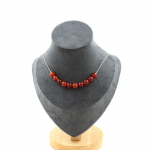 Pierres et Min&eacute;raux. Collier 10 perles Agate rouge 8 mm. Chaine en acier inoxydable Collier femmes, hommes. Taille personnalisable.