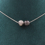 Pierres et Min&eacute;raux. Collier 2 perles Quartz rutile noir 8 mm Chaine en acier inoxydable Collier femmes, hommes. Taille personnalis