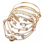 Latest Stylish Multilayer Gold Plated Bangle Bracelet for Women and Girls Set of 6