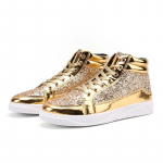 Mood Kuldne L&auml;ikiv Peeglid Meeste Kingad Vabaaja Klubi Baar S&auml;ra Streetwear Hip hop K&otilde;rge s&auml;&auml;rega Meeste Tossud zapatos de hombre 44 kuldne