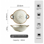 Lauan&otilde;ud Keraamiline glasuurialune v&auml;rv kahe k&otilde;rva ja &uuml;mmarguse kujuga majapidamislik Jaapani 10 tolli Suure mahutavusega Ebakorrap&auml;rane supikauss Lihtne