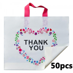 50 tk T&auml;nukotid Butiigikotid pehme sangaga Plastist kandekotid Kingikotid Korduvkasutatavad ostukotid riiete, kingade jaoks Kingikott ostlemiseks 30*20*9cm