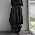 Tumedad Ebaregulaarsed Meeste ja Naiste Mood K&otilde;ik-sobivad Elastsed V&ouml;&ouml;koht K&otilde;rge V&ouml;&ouml;koht Triibulised V&auml;rvikombinatsiooniga Laiad Culottes L gray