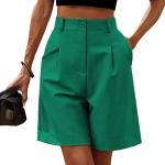 Naiste suvised k&otilde;rge v&ouml;&ouml;kohaga l&uuml;hikesed ja laia l&otilde;ikega p&otilde;lvepikkused taskutega l&uuml;hikesed p&uuml;ksid vabaaja &auml;riliseks kasutamiseks m&otilde;eldud t&ouml;&ouml;p&uuml;ksid M must