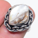 Biwa Pearl Handmade 925 Sterling Silver Jewelry Ring Size 6.5 s2v75