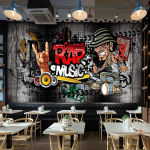 Euroopa retro seinamaaling nostalgia hiphop rokkmuusika tapeet baari Ktv taustakaunistused tapeet seinale 3D fresko 200 cm(W) x 140 cm(H)