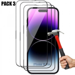 Film de protection int&eacute;gral pour iphone 14 pro - e.F.Connection - verre tremp&eacute; - noir - anti rayure