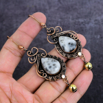 Dendrite Opal Handmade Copper Wire Wrap Jewelry Earring 3.43 j3h16