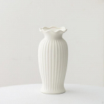 White Ceramic Vase Floral Container Stylish 7.87 inch Tall Home Decor Table Decorations Desktop