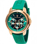 Maserati Successo Lifestyle Chronograph kummist rihmaga rohelise numbrilauaga kvartsk&auml;ekell R8871621038 meeste k&auml;ekell roheline