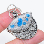 Natural K2 Blue Azurite, Topaz 925 Sterling Silver Jewelry Pendant 1.97 f8h53